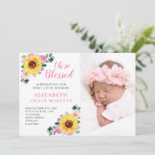 ひまわりピンクフローラベビーガール誕生 案内状 (スタンド正面)