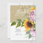 ひまわりピンクフローラ素朴ブライダルシャワー 招待状 (正面)