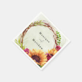 ひまわりピンクフローラ結婚リース スタンダードカクテルナプキン (角)