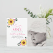 ひまわりピンクフローラ1stバースデーフォトパーティー 招待状 (スタンド正面)