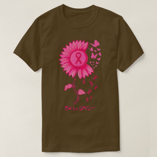 ひまわりピンクリボン乳癌認識度Warr Tシャツ (デザイン正面)