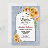 ひまわりピンクローズフローラアーチブライダルシャワー 招待状 (正面)