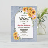 ひまわりピンクローズフローラアーチブライダルシャワー 招待状 (スタンド正面)