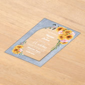 ひまわりピンクローズフローラアーチ結婚式招待状 アクリル招待状 (レイダウン)