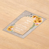 ひまわりピンクローズフローラアーチ結婚式招待状 アクリル招待状 (レイダウン)