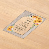 ひまわりピンクローズフローラアーチ結婚式招待状 アクリル招待状 (レイダウン)