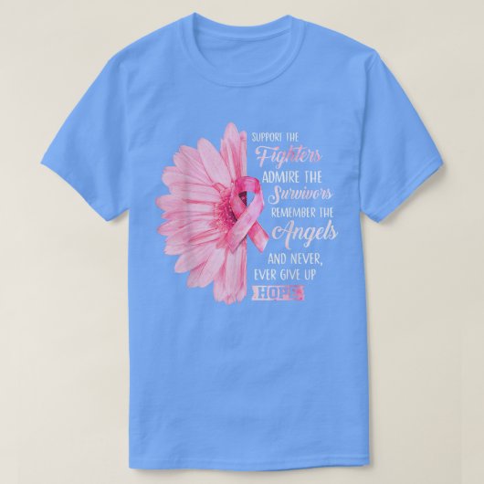 ひまわりピンク乳癌認識度女性ウォーリ Tシャツ (デザイン正面)