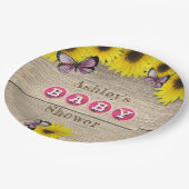 ひまわりピンク蝶の赤ちゃんシャワー ペーパープレート (アングル)