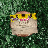 ひまわりピンク蝶ベビーシャワーおむつラッフル エンクロージャーカード