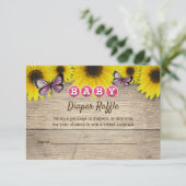 ひまわりピンク蝶ベビーシャワーおむつラッフル エンクロージャーカード (スタンド正面)