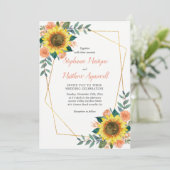ひまわりピーチモダンバラ幾何結婚の 招待状 (スタンド正面)