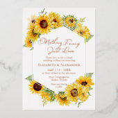 ひまわりファンシーの花を愛す結婚るもの実在はない 箔招待状 (正面)