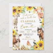 ひまわりファームアニマルサマー誕生日 招待状 (正面)