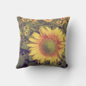 ひまわりフィルター効果付きレトロヴィンテージスタイル クッション (裏面)