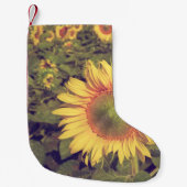 ひまわりフィルター効果付きレトロヴィンテージスタイル スモールクリスマスストッキング (正面)
