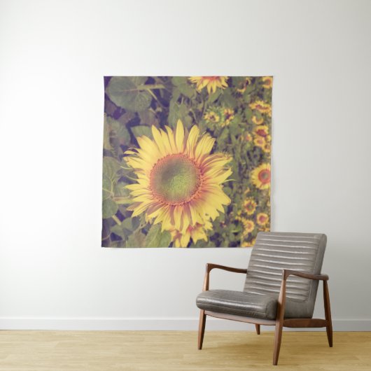 ひまわりフィルター効果付きレトロヴィンテージスタイル タペストリー (インサイチュ(横))