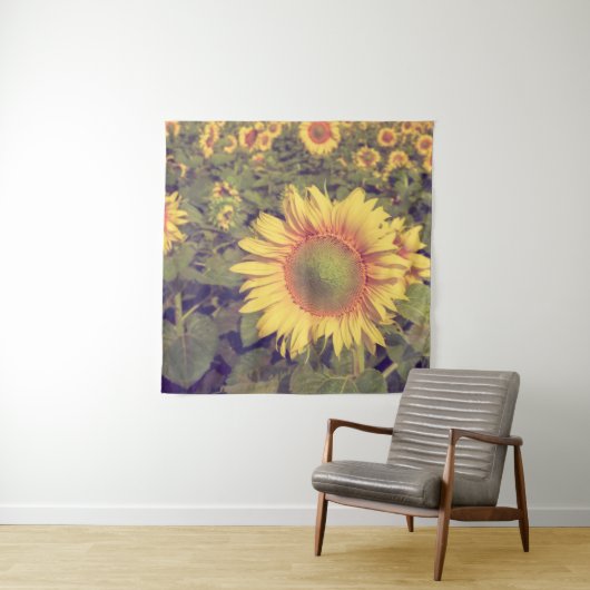 ひまわりフィルター効果付きレトロヴィンテージスタイル タペストリー (インサイチュ)