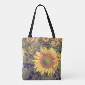 ひまわりフィルター効果付きレトロヴィンテージスタイル トートバッグ (裏面)