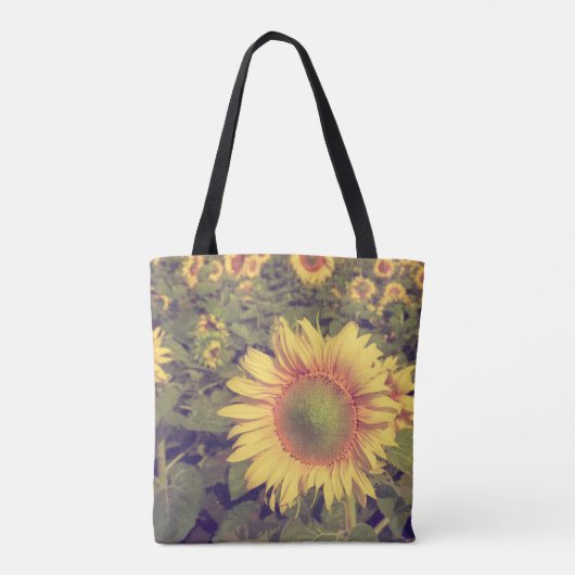 ひまわりフィルター効果付きレトロヴィンテージスタイル トートバッグ (裏面)