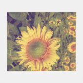 ひまわりフィルター効果付きレトロヴィンテージスタイル フリースブランケット (正面(横))