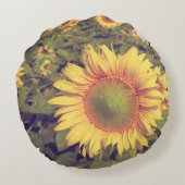 ひまわりフィルター効果付きレトロヴィンテージスタイル ラウンドクッション (裏面)