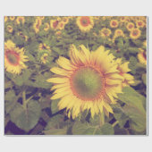 ひまわりフィルター効果付きレトロヴィンテージスタイル ラッピングペーパー (フラット)