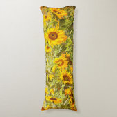 ひまわりフィールドイエローフローラヴィンテージアンティーク ボディピロー (正面縦)