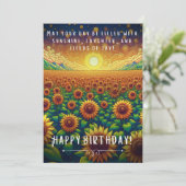 ひまわりフィールドオブジョイ誕生日フラットカード カード (スタンド正面)