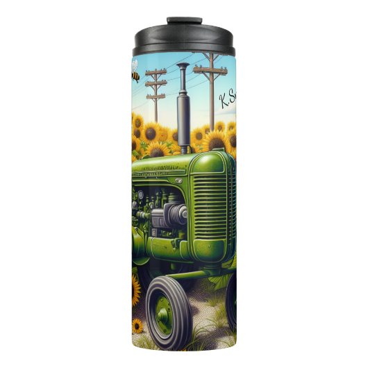 ひまわりフィールドグリーントラクターサマー タンブラー (正面)