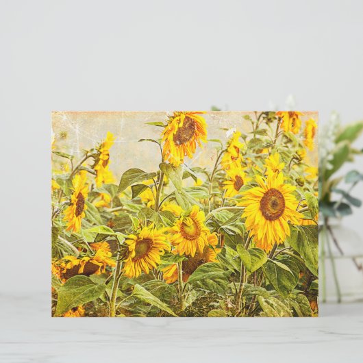 ひまわりフィールドデカップイエローヴィンテージアンティーク (スタンド正面)