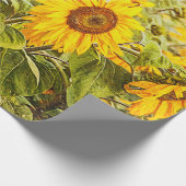 ひまわりフィールドデカップイエローヴィンテージアンティーク ラッピングペーパー (角)