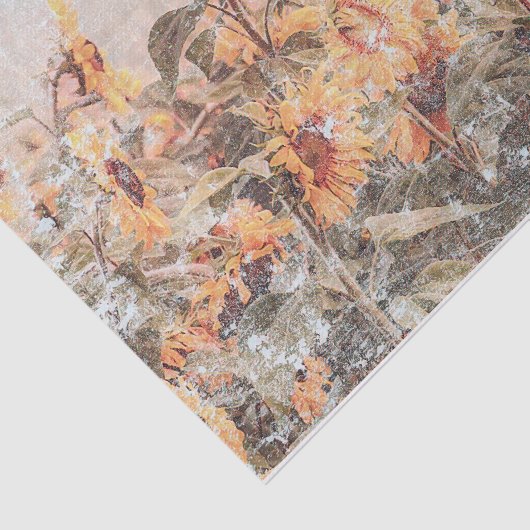 ひまわりフィールドヴィンテージアンティーク秋のテクスチャ 薄葉紙 (詳細)