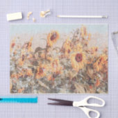 ひまわりフィールドヴィンテージアンティーク秋のテクスチャ 薄葉紙 (クラフト)