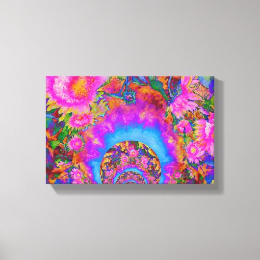 ひまわりフィールド永遠 – ピンク キャンバスプリント (正面)