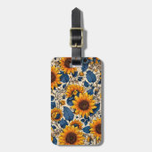 ひまわりフィールド:放射美しいアートワーク ラゲッジタグ (正面縦)