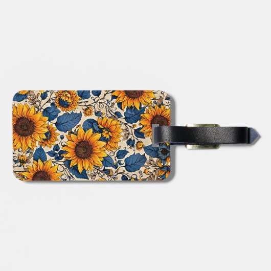 ひまわりフィールド：放射美しいアートワーク ラゲッジタグ (裏面横)