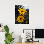 ひまわりフェンスプリント ポスター (ホームオフィス)