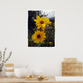 ひまわりフェンスプリント ポスター (キッチン)