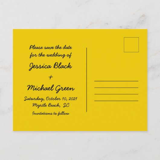 ひまわりフォトウェディング日付はがきを保存 案内ポストカード (裏面)