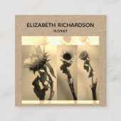 ひまわりフォトコラージュ芸術的クラフト スクエア名刺 (正面)