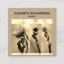 ひまわりフォトコラージュ芸術的クラフト スクエア名刺