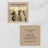 ひまわりフォトコラージュ芸術的クラフト スクエア名刺 (正面/裏面)