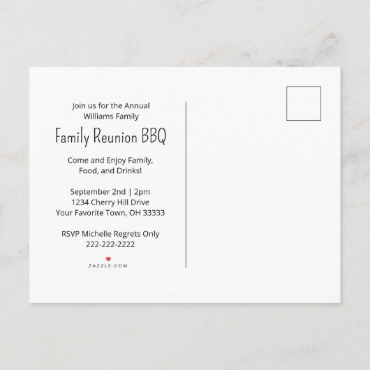 ひまわりフォトサマーファミリー懇親会BBQ インビテーションポストカード (裏面)