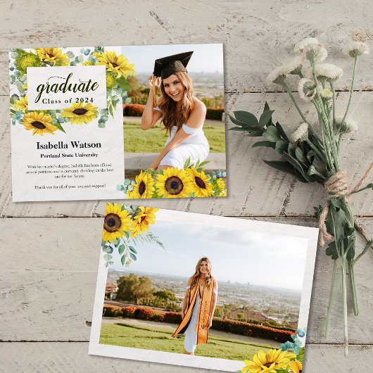 ひまわりフォトスクリプト卒業発表 招待状