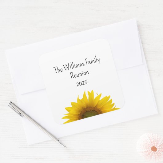 ひまわりフォトファミリー懇親会サマーバーベキュー スクエアシール (封筒)