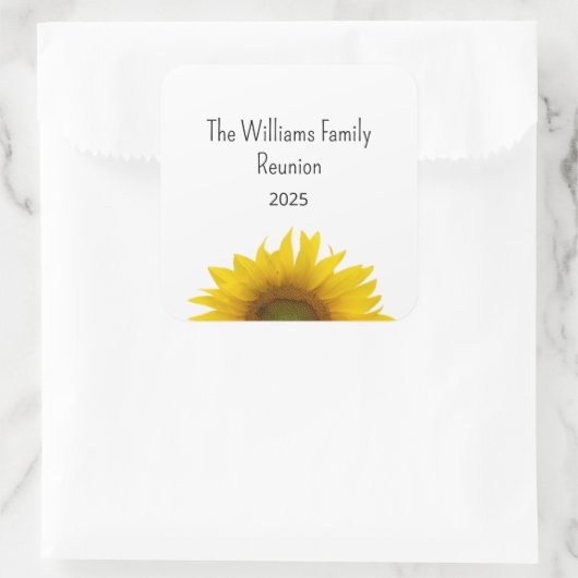 ひまわりフォトファミリー懇親会サマーバーベキュー スクエアシール (バッグ)