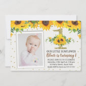 ひまわりフォトファースト誕生日招待状ガール 招待状 (正面)