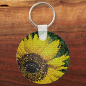 ひまわりフォトモザイク明るい黄色の花 キーホルダー (正面)