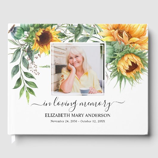 ひまわりフォト悔やみや弔慰葬儀水彩 ゲストブック (正面)