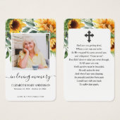 ひまわりフォト悔やみや弔慰葬儀祈りの言葉カード (正面&裏面)